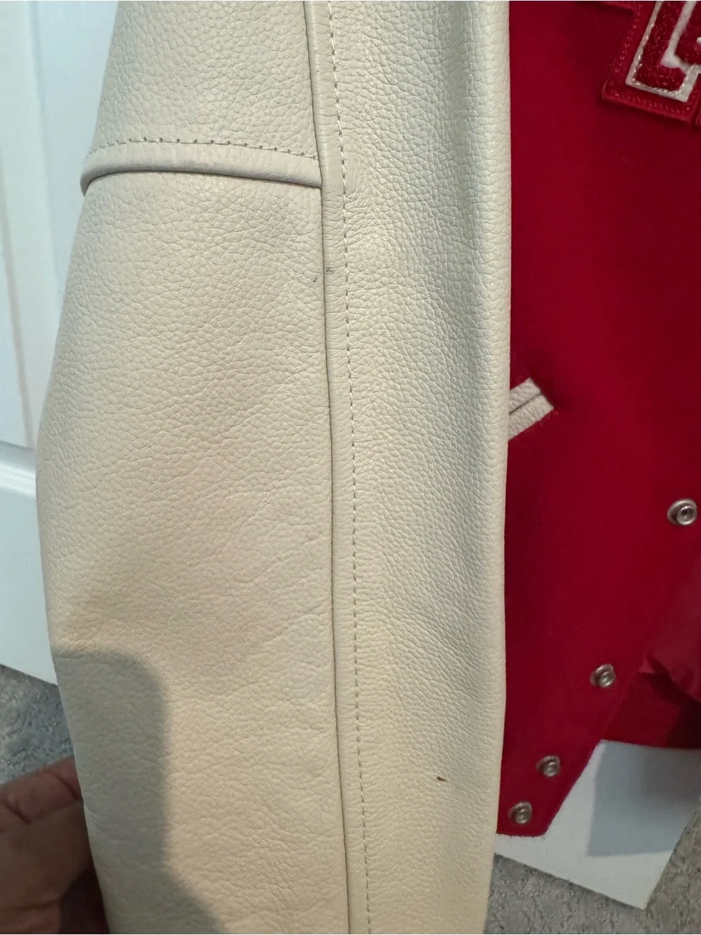 True Religion Women’s/ Men Red and White Varsity Jacket
